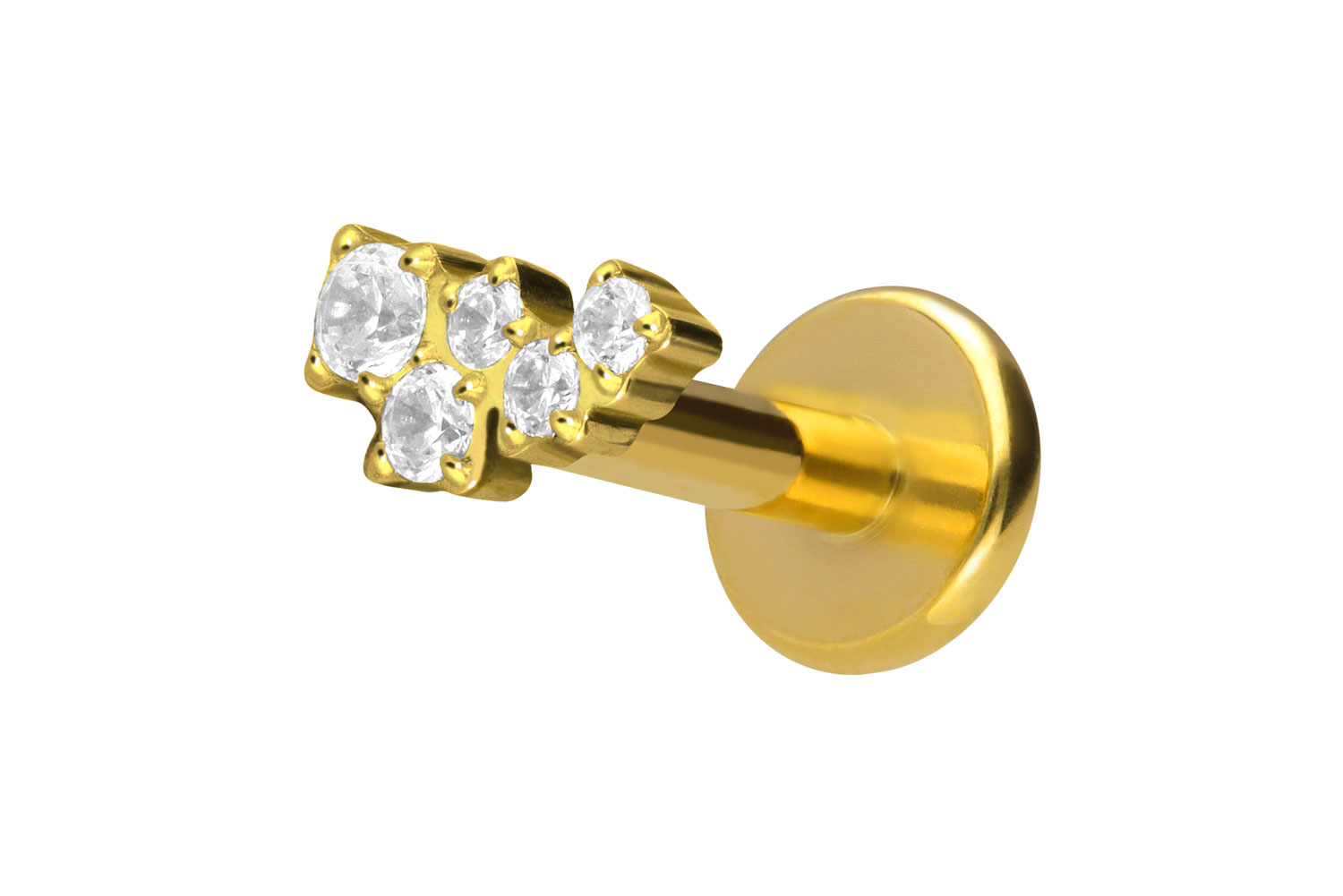 Titan Labret Piercing mit Push Fit KRISTALLWOLKE